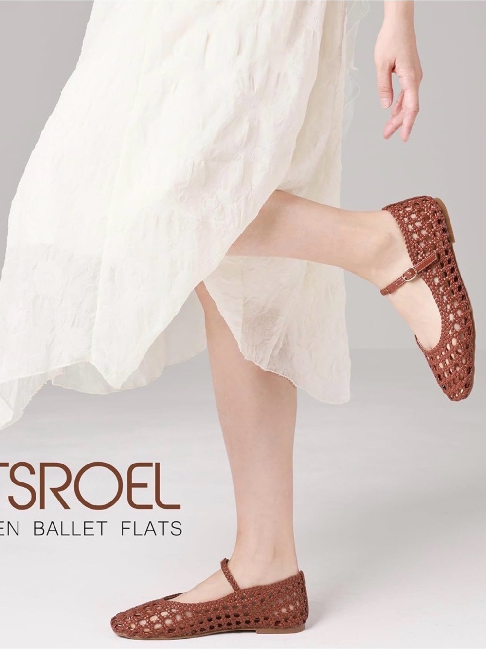 NEW IN BOX - Women's Brown Woven Mary Jane Ballet Flats